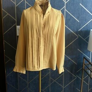 Vintage Yves St. Clair Butter Yellow Pleated Blouse